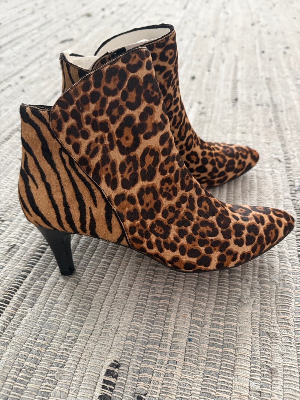 Alfani Leopard & Tiger Print Pointed Ankle Boots - Brown/Black